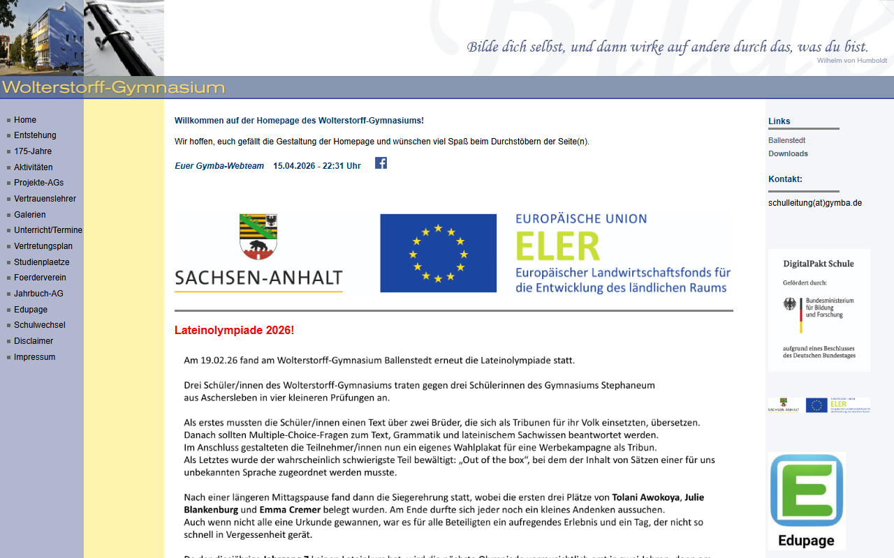 Screenshot der aktuellen Website gymba.de — Desktop-Ansicht